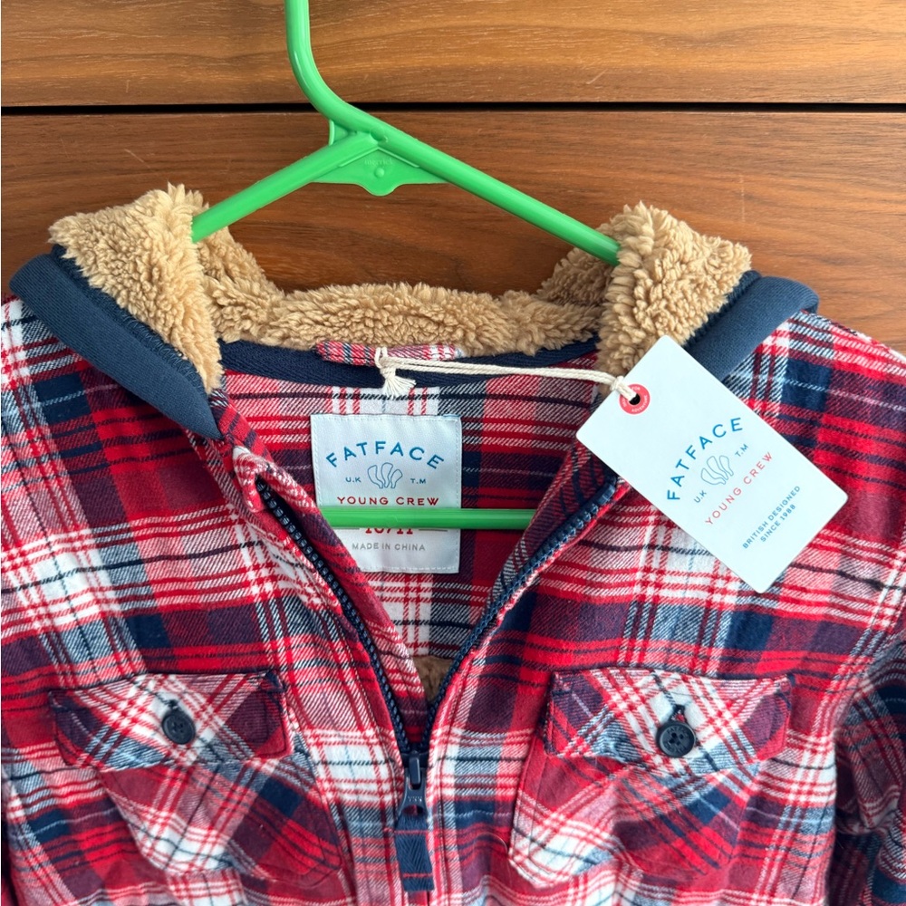Fat Face Red and Blue Plaid Hooded Jacket - Picture 6 of 9